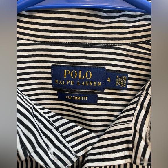 Polo Ralph Lauren button down shirt size 4. Black and white vertical stripes. - Picture 3 of 3